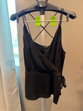Express Black Wrap-Front Cami with Side Tie